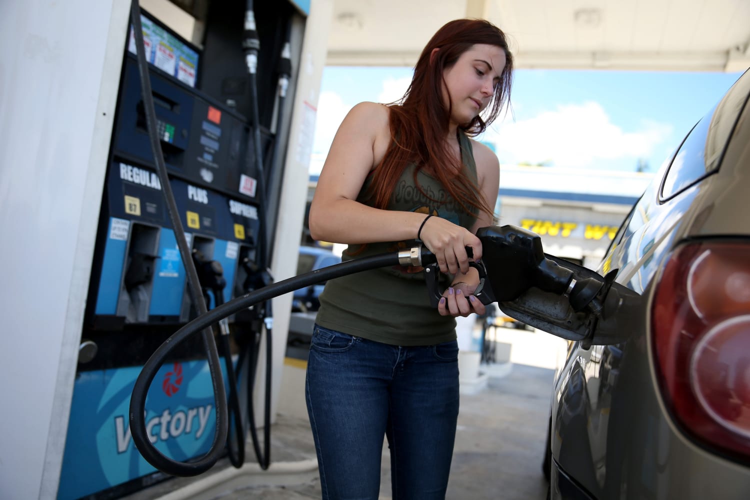 Pumping gas naked public pic