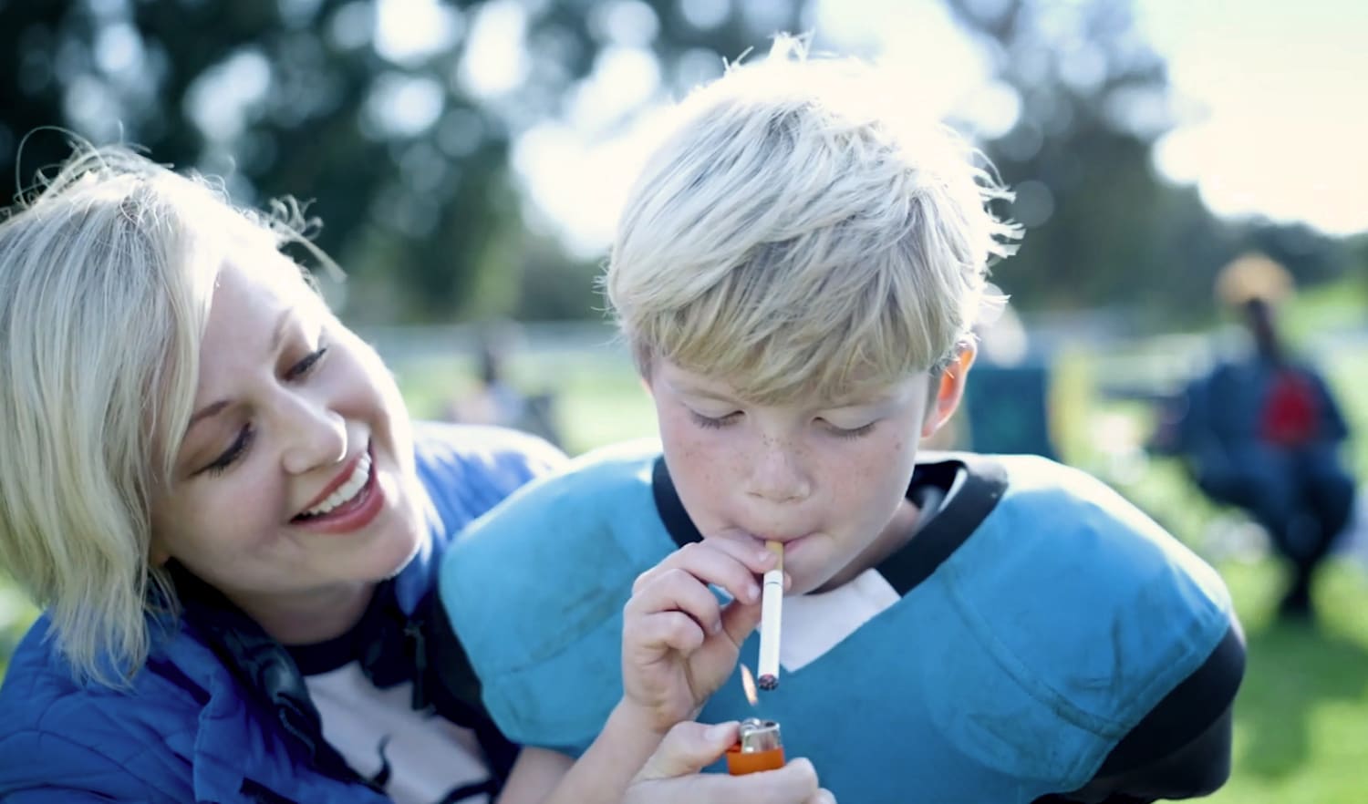 Teen giving smoking popping