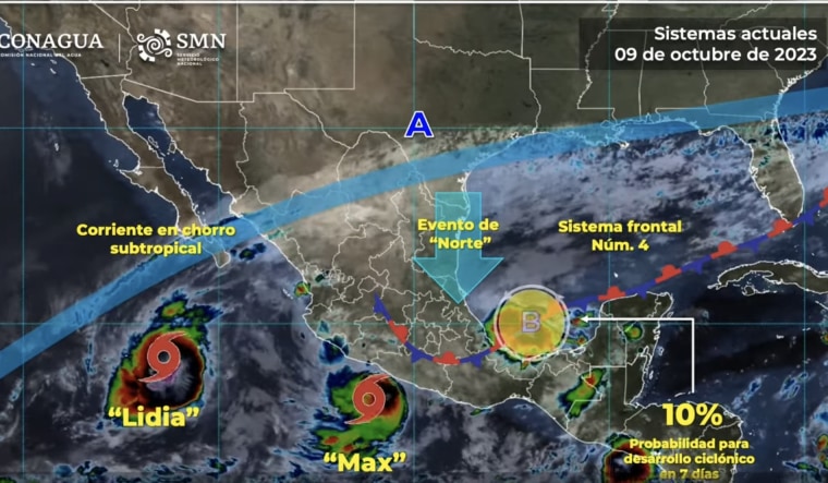 México embate tormentas tropicales Lidia y Max