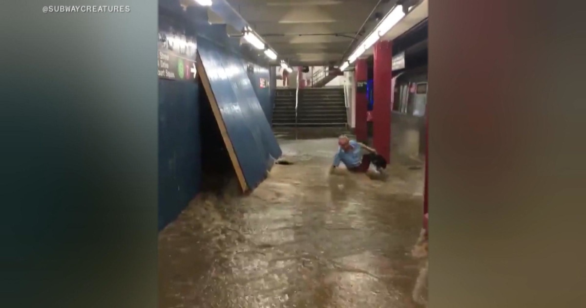 Video Shows Rain Flood Nyc Subway Station Knock Down Commuter