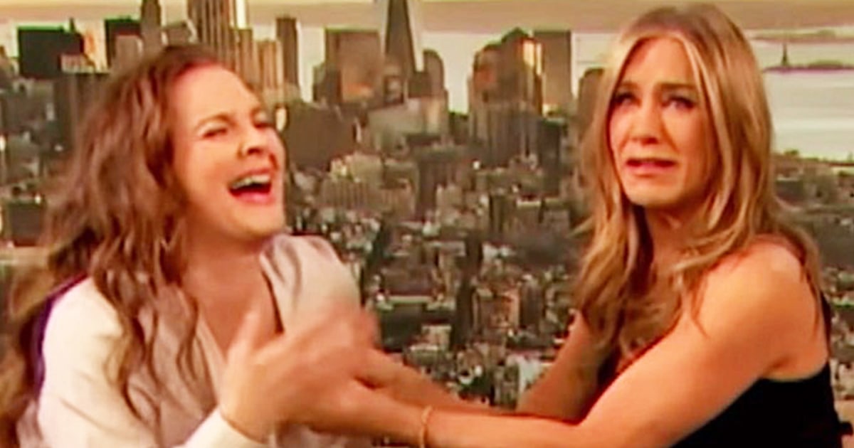 Drew Barrymore Has First Hot Flash On Air With Jennifer Aniston And Adam Sandler