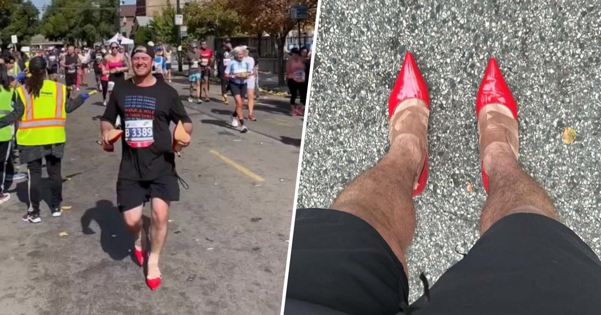 Runner takes on the Chicago Marathon in heels. Here's why