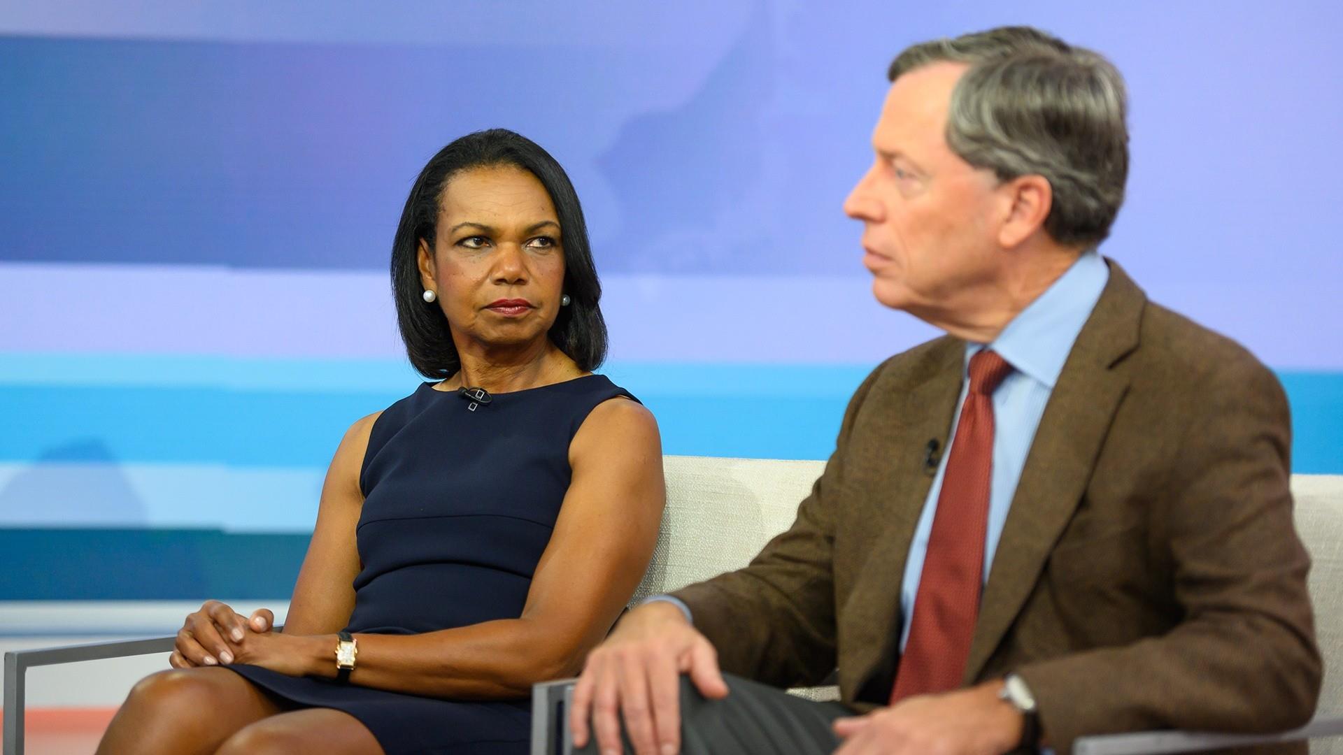 Former Secretary of State Condoleezza Rice and former 9/11 commissioner Phi...