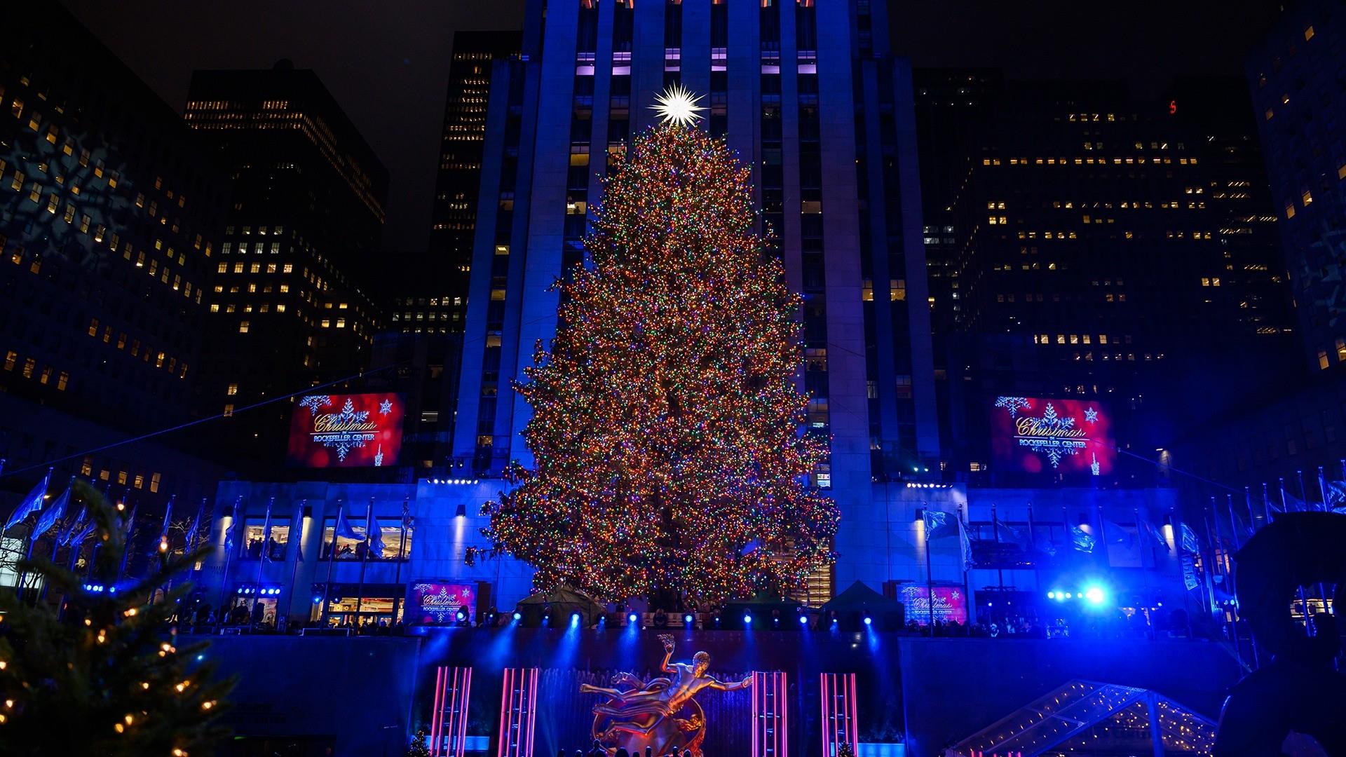 Bright today. Time Square New York Christmas Tree. Rockettes Christmas spectacular.