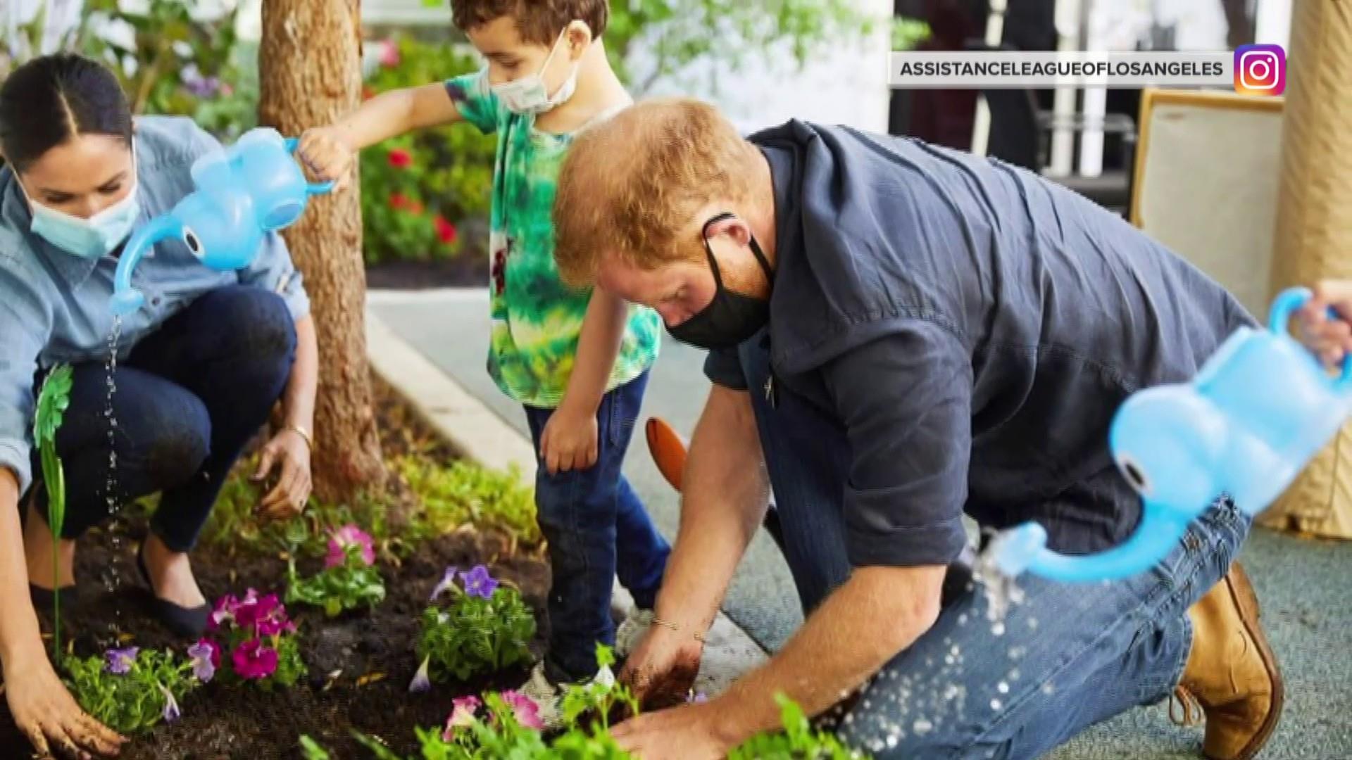 Meghan Markle and Prince Harry replant garden with preschoolers