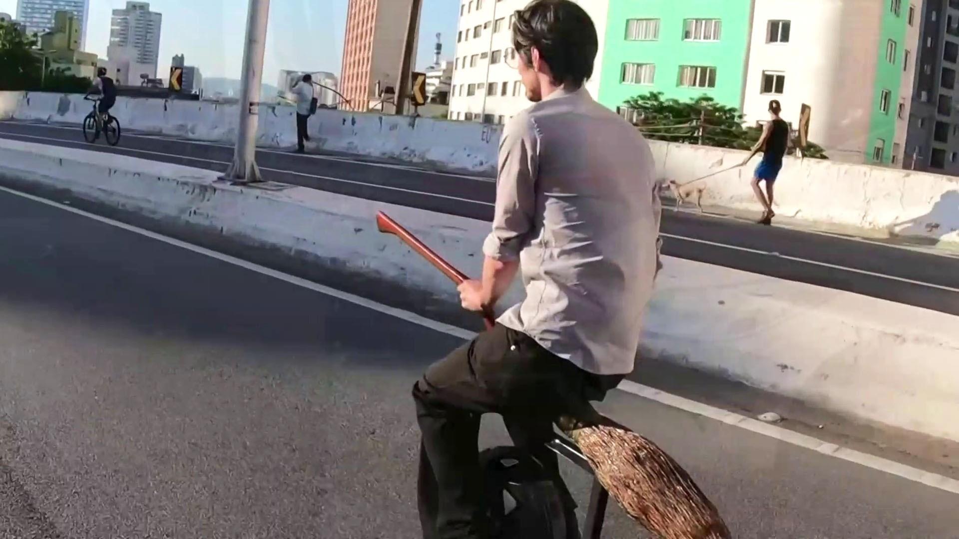 Potter cruise through Brazil on broomstick scooters