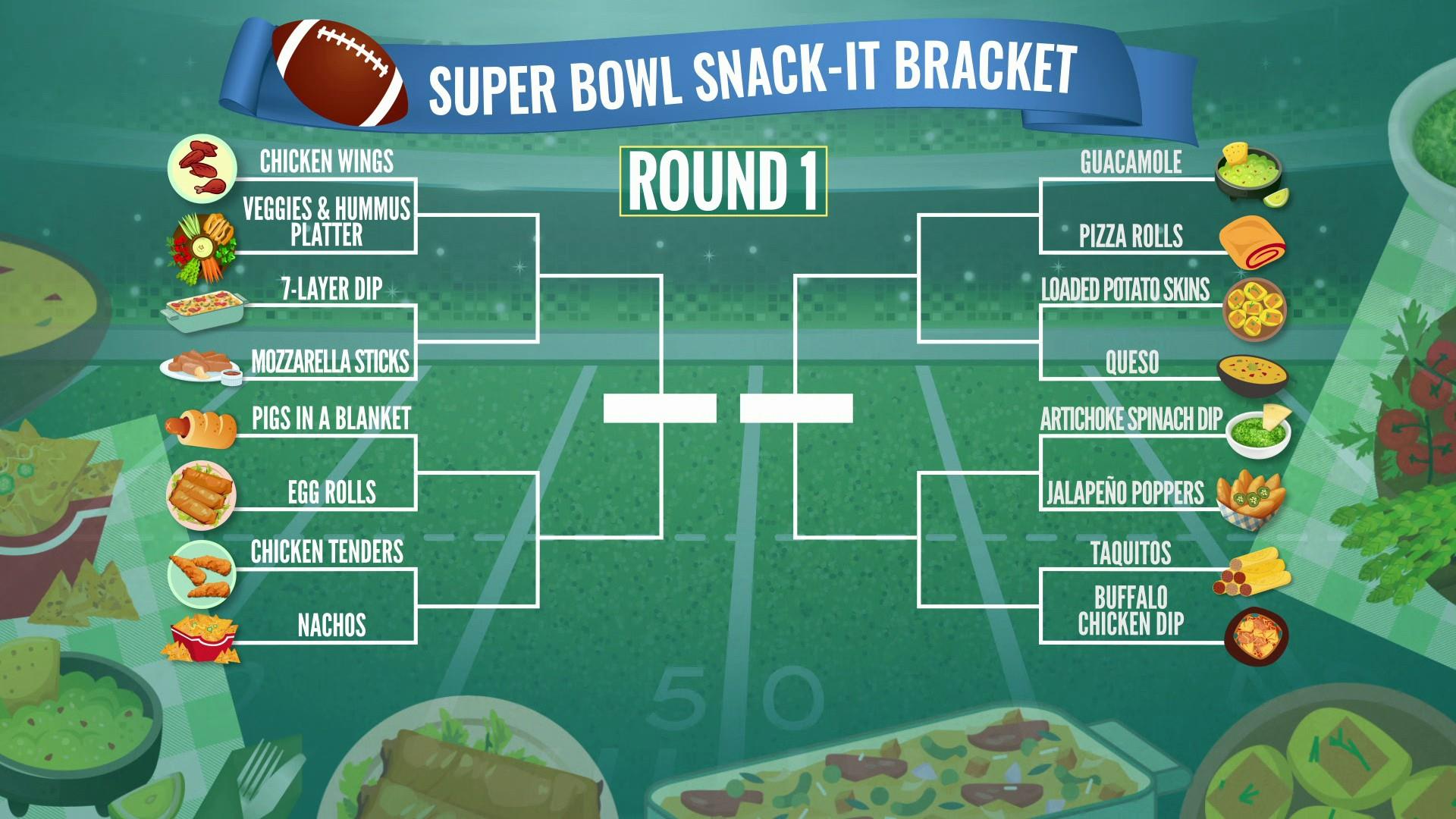 Vote in TODAY's Super Bowl Snack-it Bracket Challenge