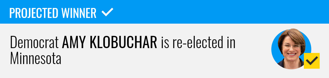 Democrat Amy Klobuchar wins re-election to the U.S. Senate in Minnesota, NBC News projects