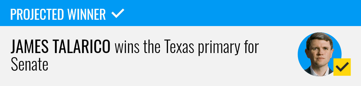 James Talarico wins the Democrat Senate primary in Texas, NBC News projects.