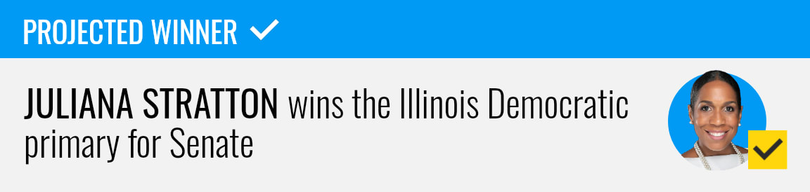 Juliana Stratton wins the Democratic Senate primary in Illinois, NBC News projects.