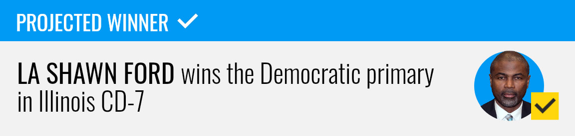 La Shawn Ford wins the Democratic primary for Illinois's 7th Congressional District, NBC News projects