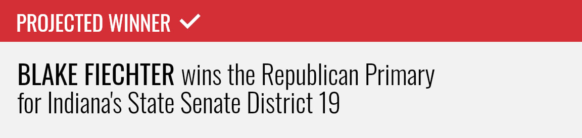 Blake Fiechter wins the Republican Primary for Indiana's State Senate District 19, NBC News projects.