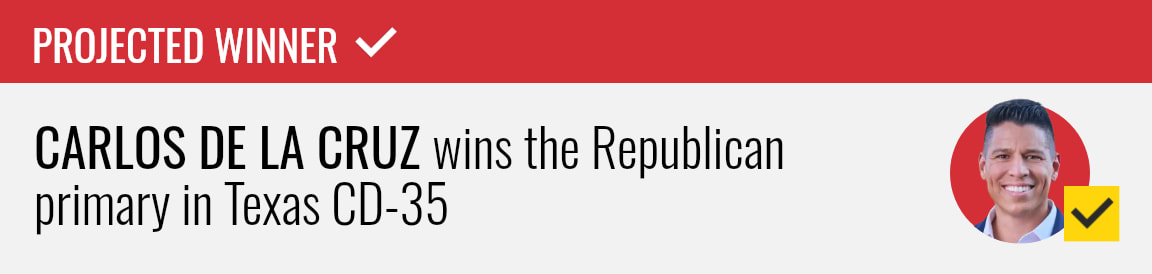 Carlos De La Cruz wins the Republican primary runoff for Texas's 35th Congressional District, NBC News projects