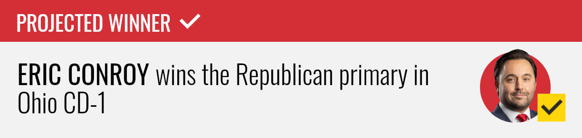 Eric Conroy wins the Republican primary for Ohio's 1st Congressional District, NBC News projects