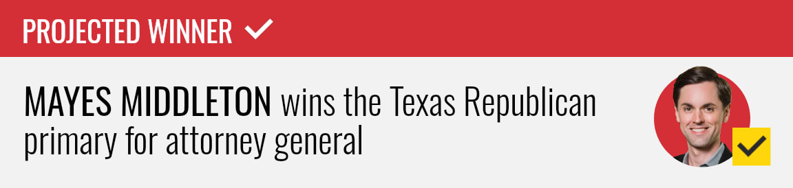 Mayes Middleton wins the Republican primary runoff for Texas attorney general, NBC News projects