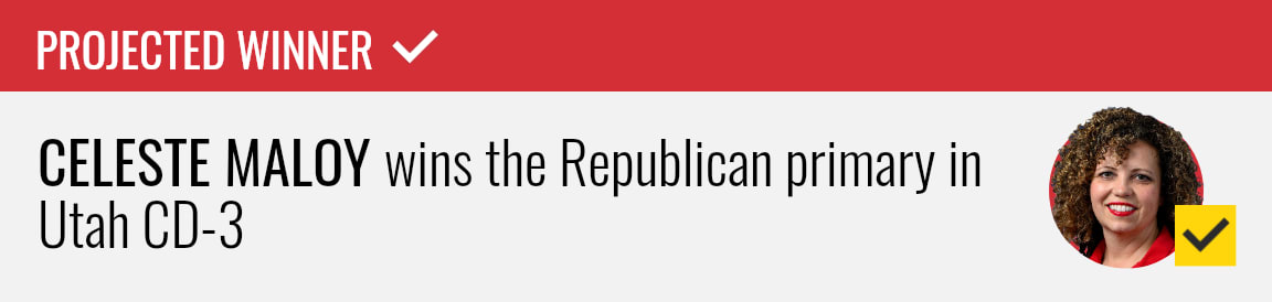 Incumbent Celeste Maloy wins the Republican primary for Utah's 3rd Congressional District, NBC News projects