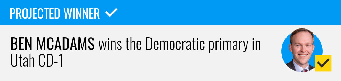 Ben McAdams wins the Democratic primary for Utah's 1st Congressional District, NBC News projects