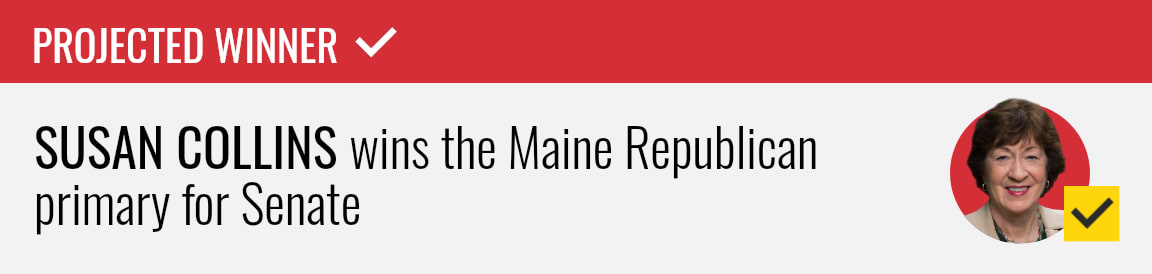 Incumbent Susan Collins wins the Republican Senate primary in Maine, NBC News projects