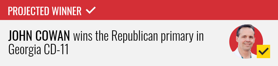 John Cowan wins the Republican primary runoff for Georgia's 11th Congressional District, NBC News projects