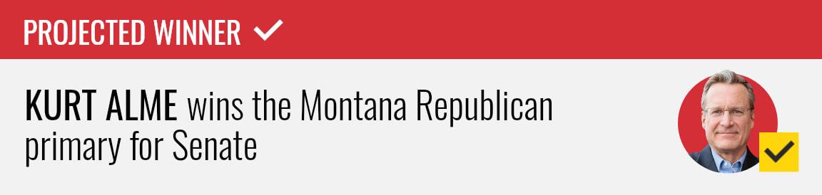 Kurt Alme wins the Republican Senate primary in Montana, NBC News projects.