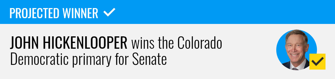 Incumbent John Hickenlooper wins the Democratic Senate primary in Colorado, NBC News projects