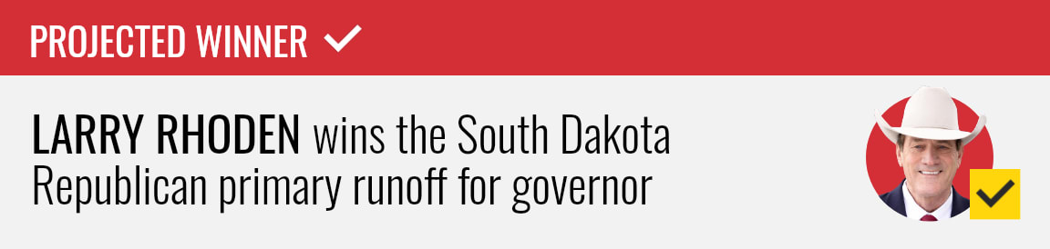Incumbent Larry Rhoden wins the Republican primary runoff for South Dakota governor, NBC News projects