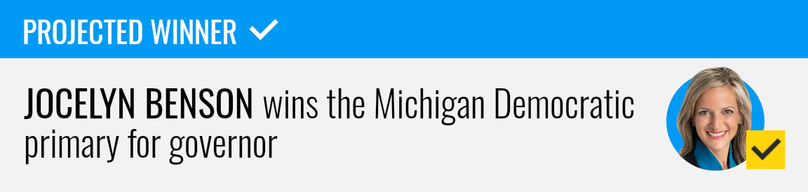 Jocelyn Benson wins the Democratic primary for Michigan governor, NBC News projects