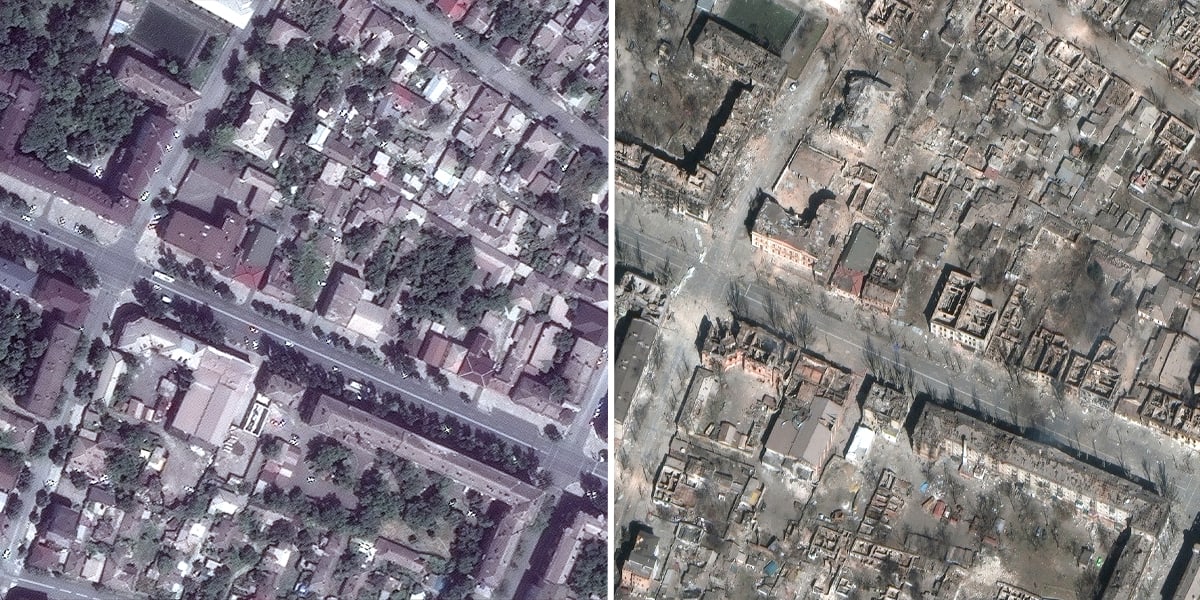 Image: A Maxar satellite image shows residential buildings prior to bombings, in Mariupol, Ukraine, on March 20, 2022.