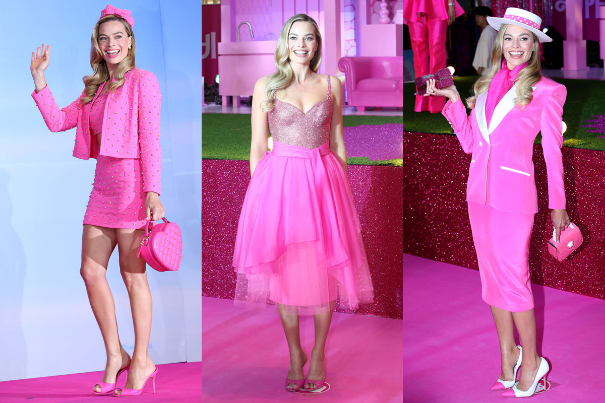 Margot Robbie attends the press conference and premiere in Seoul, South Korea in July 2023.