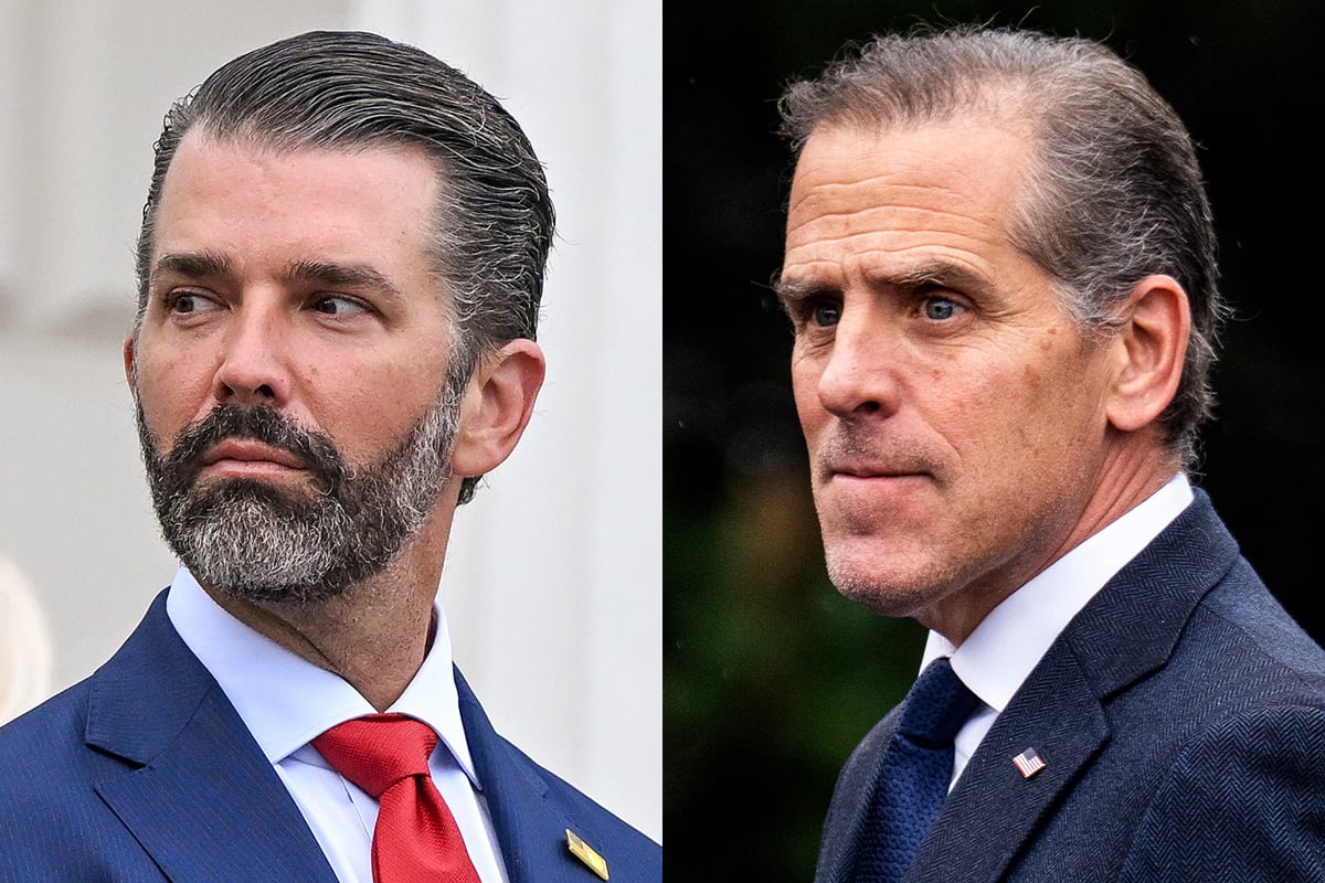 A split composite of Donald Trump Jr. and Hunter Biden.