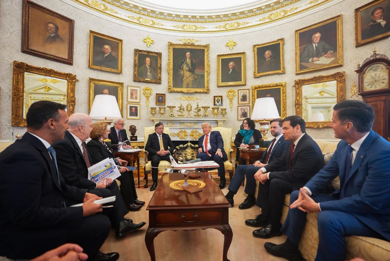 President Donald Trump meets with Colombian President Gustavo Petro in the Oval Office on Feb. 3, 2026.