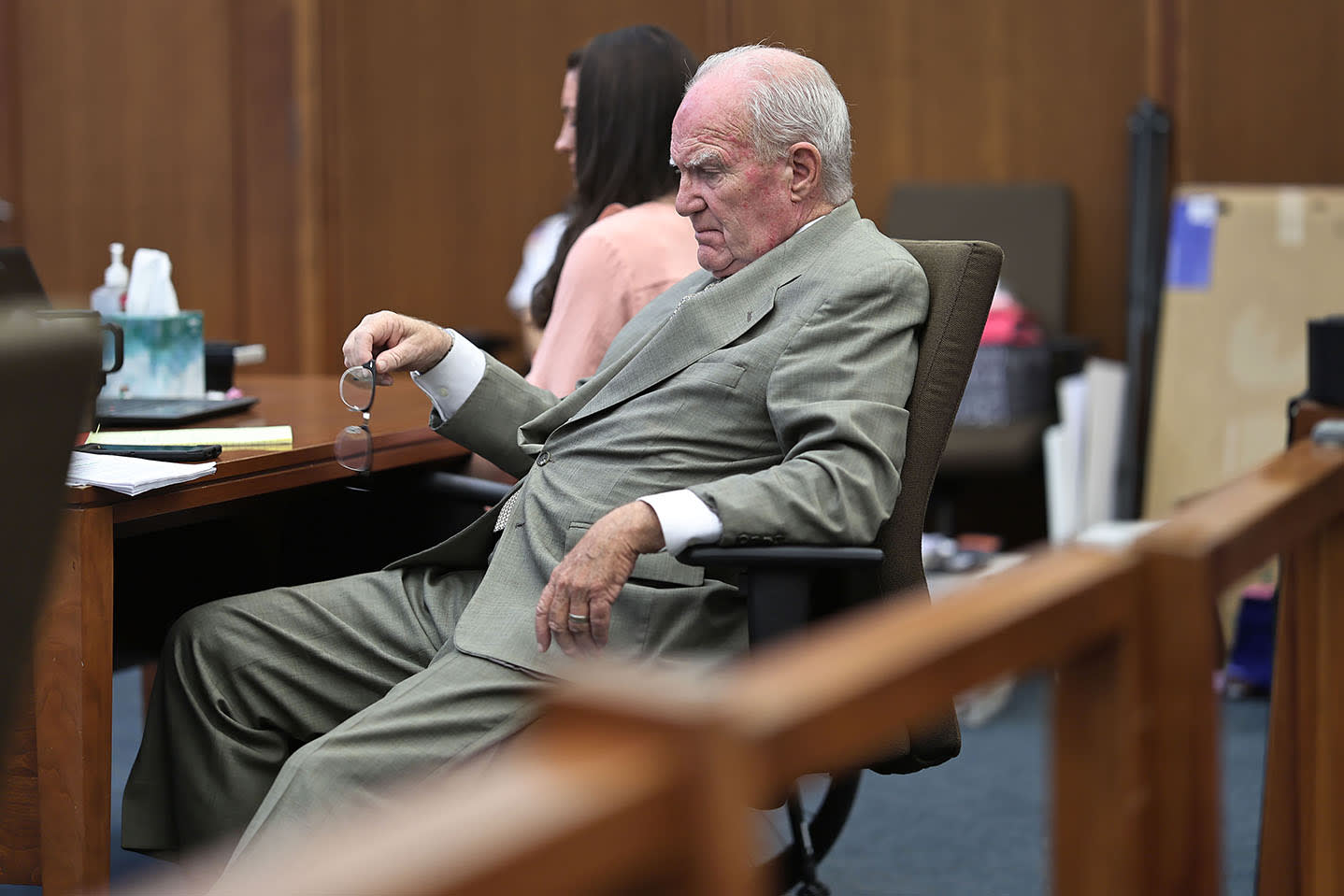 Defense attorney Kevin Reddington waits to start his cross examination of rebuttal witness Dr. Kirk Heilbrun on Tuesday, Aug. 25, 2026.