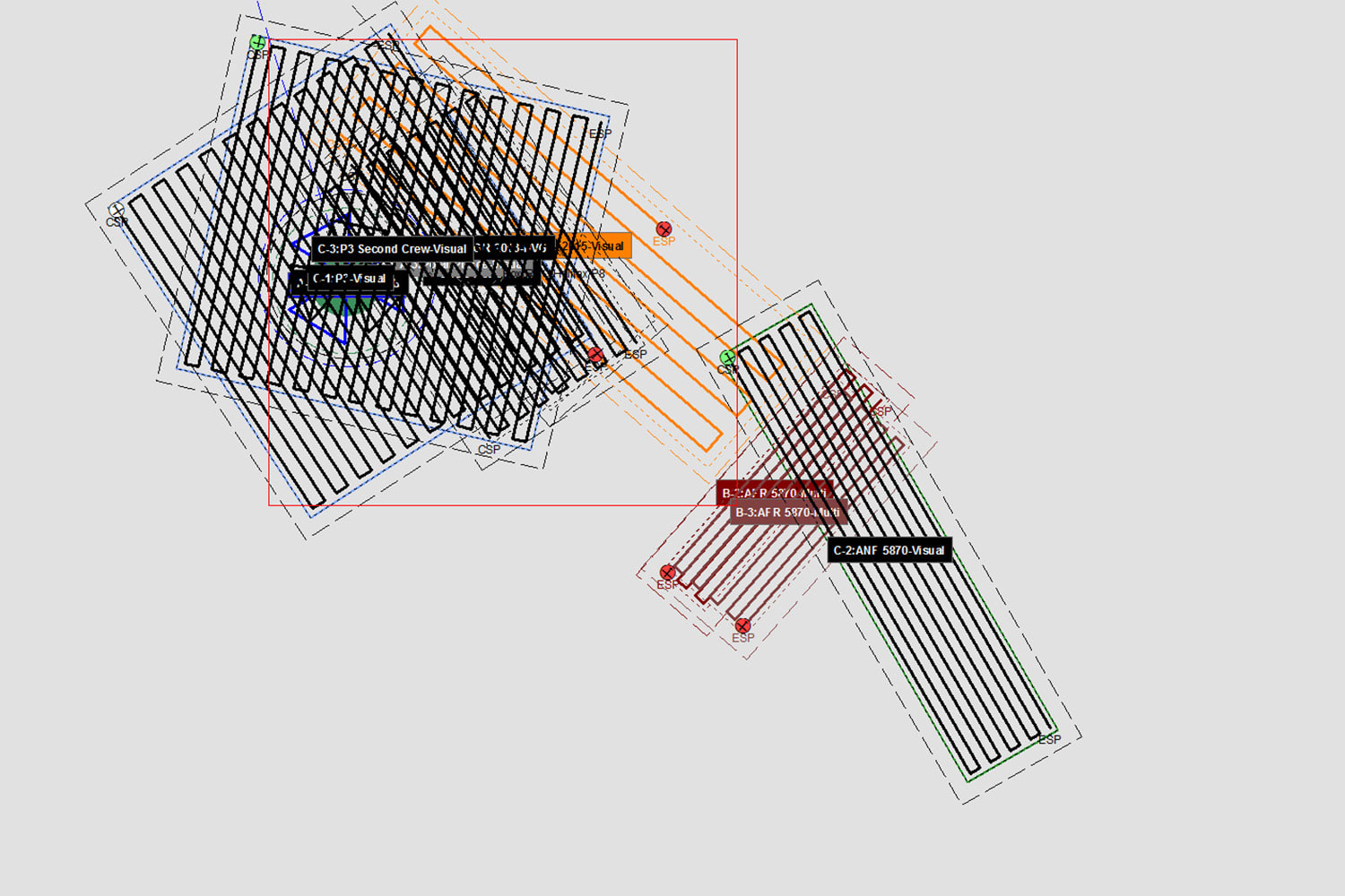 Search patterns used in the search for 21-foot submersible Titan after it went missing 900 miles east of Cape Cod, Massachusetts, June 20, 2023.