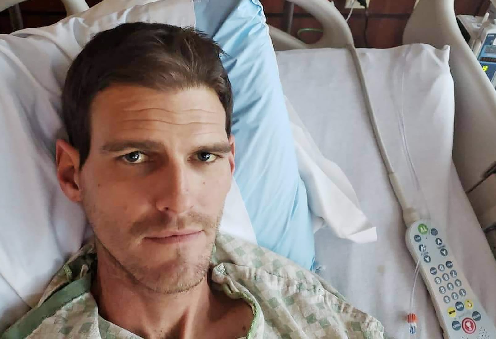 Zach Branson during a hospitalization in 2019.