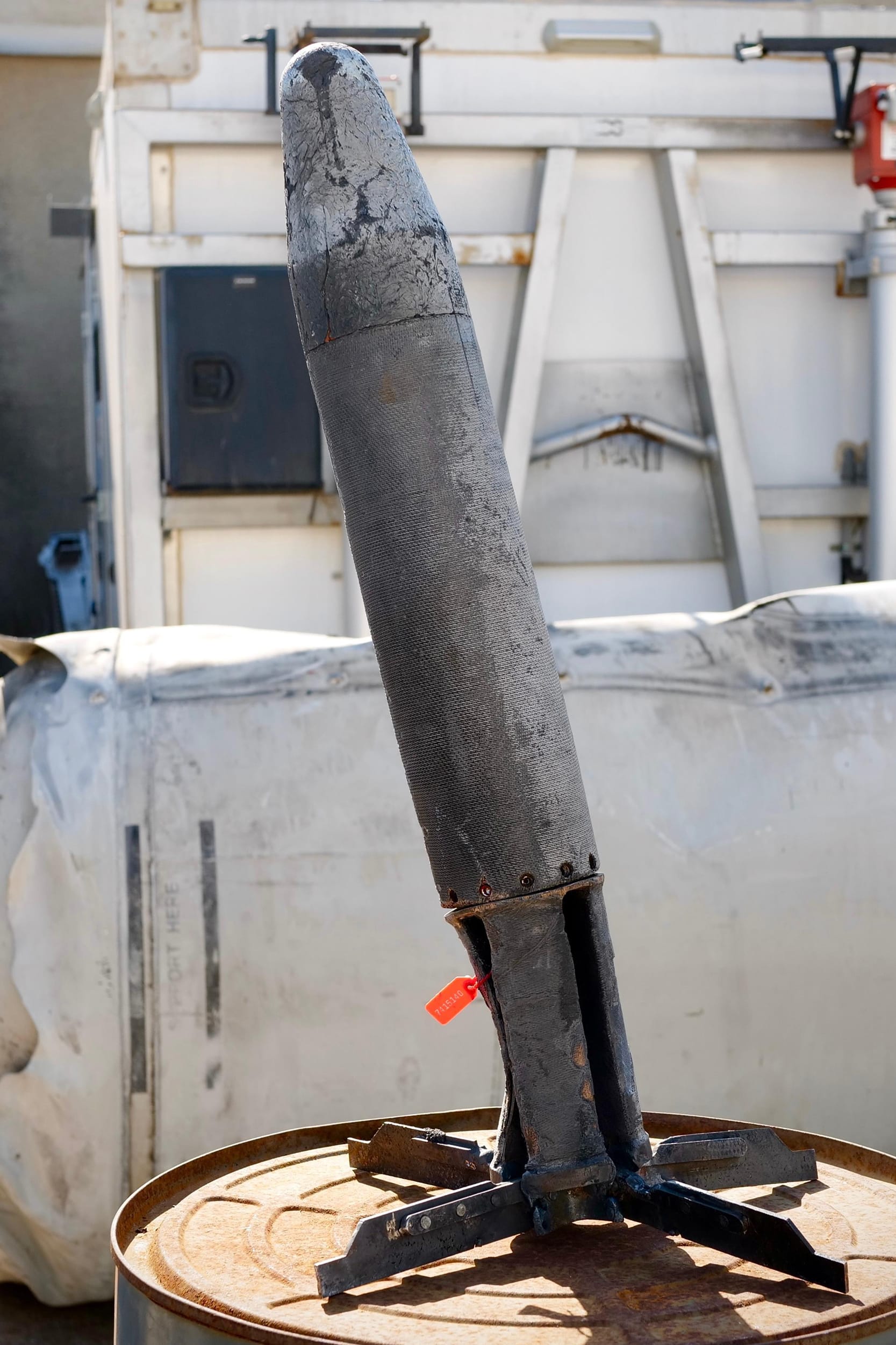 A submunition of a cluster bomb Israeli police recovered from a missile fired by Iran.