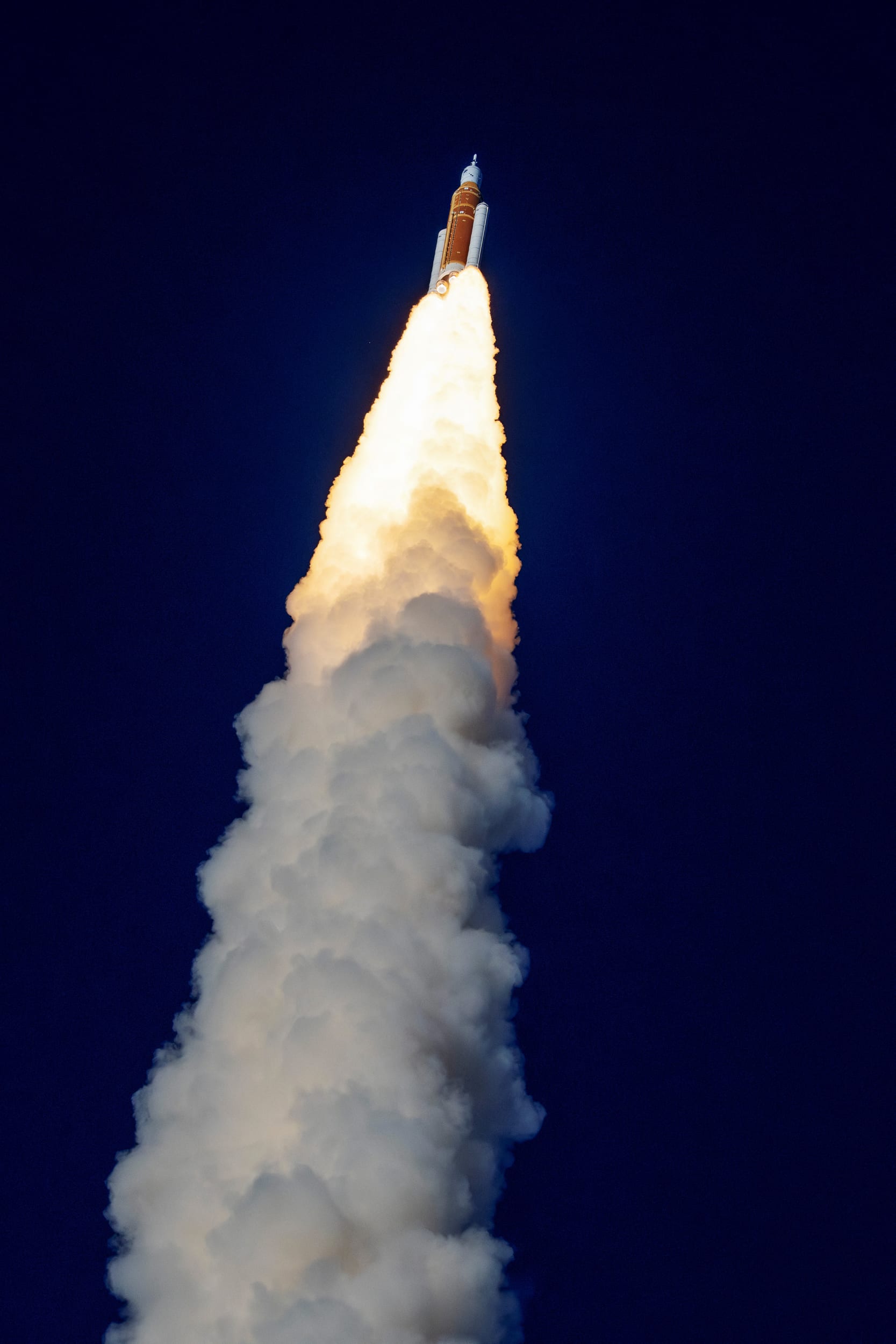 The Artemis II crewed lunar mission launches at Kennedy Space Center in Cape Canaveral.