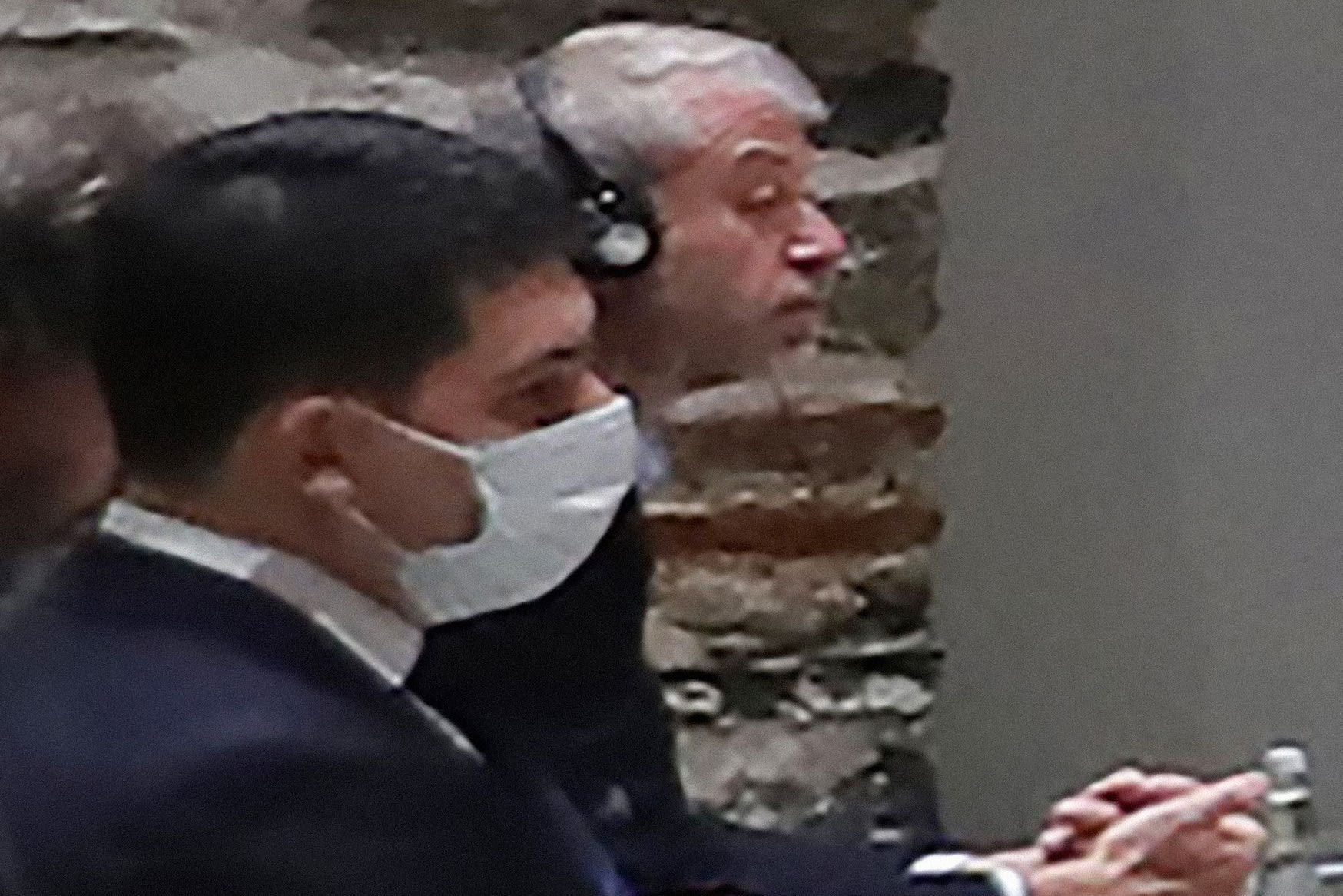 Russian oligarch Roman Abramovich listens to Russian and Ukrainian delegations during peace talks in Istanbul on Tuesday.