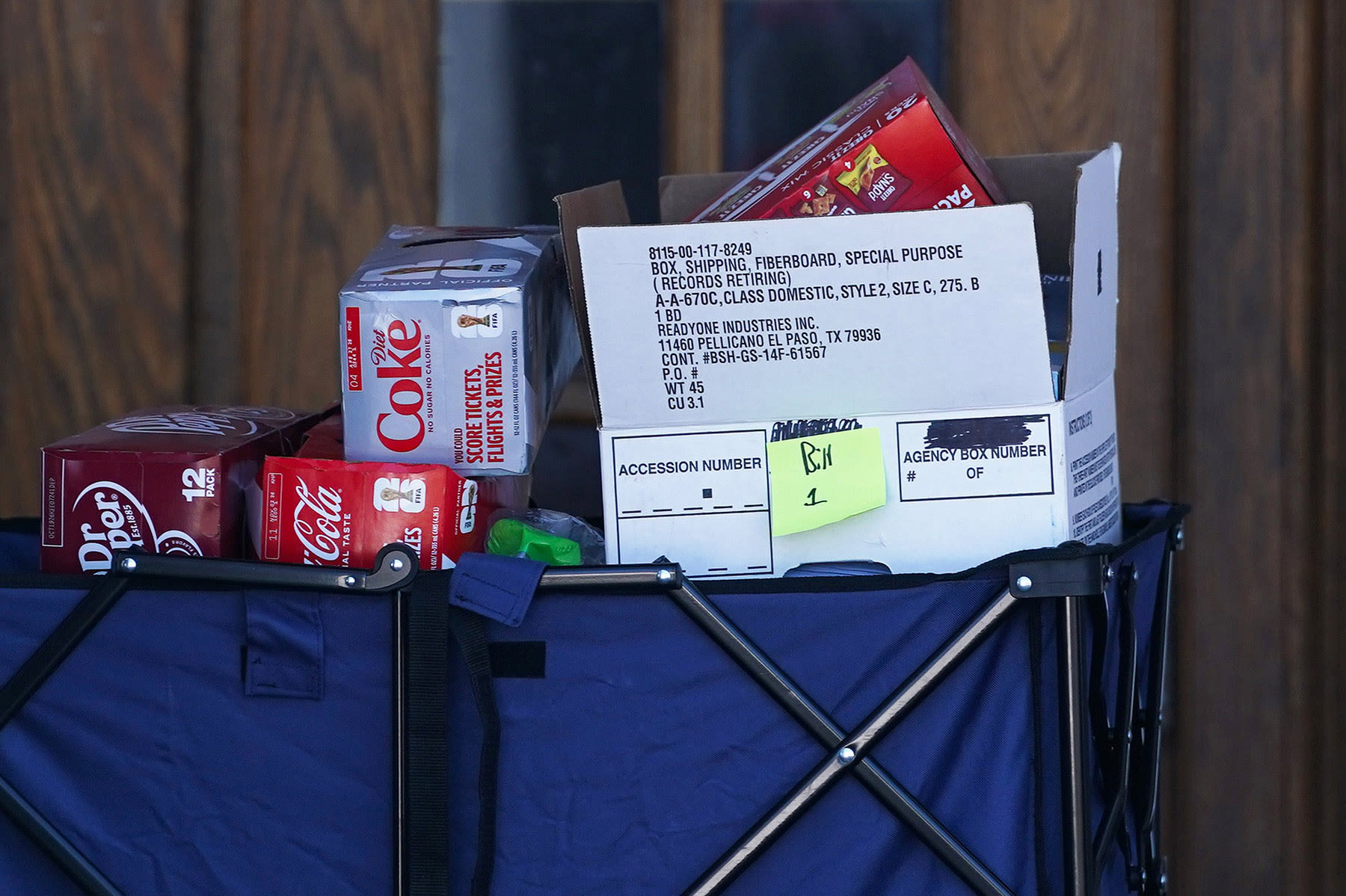 Boxes, including Diet Coke, are brought into the Chappaqua Performing Arts Center ahead of formerPresident Bill Clinton's closed-door deposition with the House Oversight Committee on February 27, 2026 in Chappaqua, N.Y.