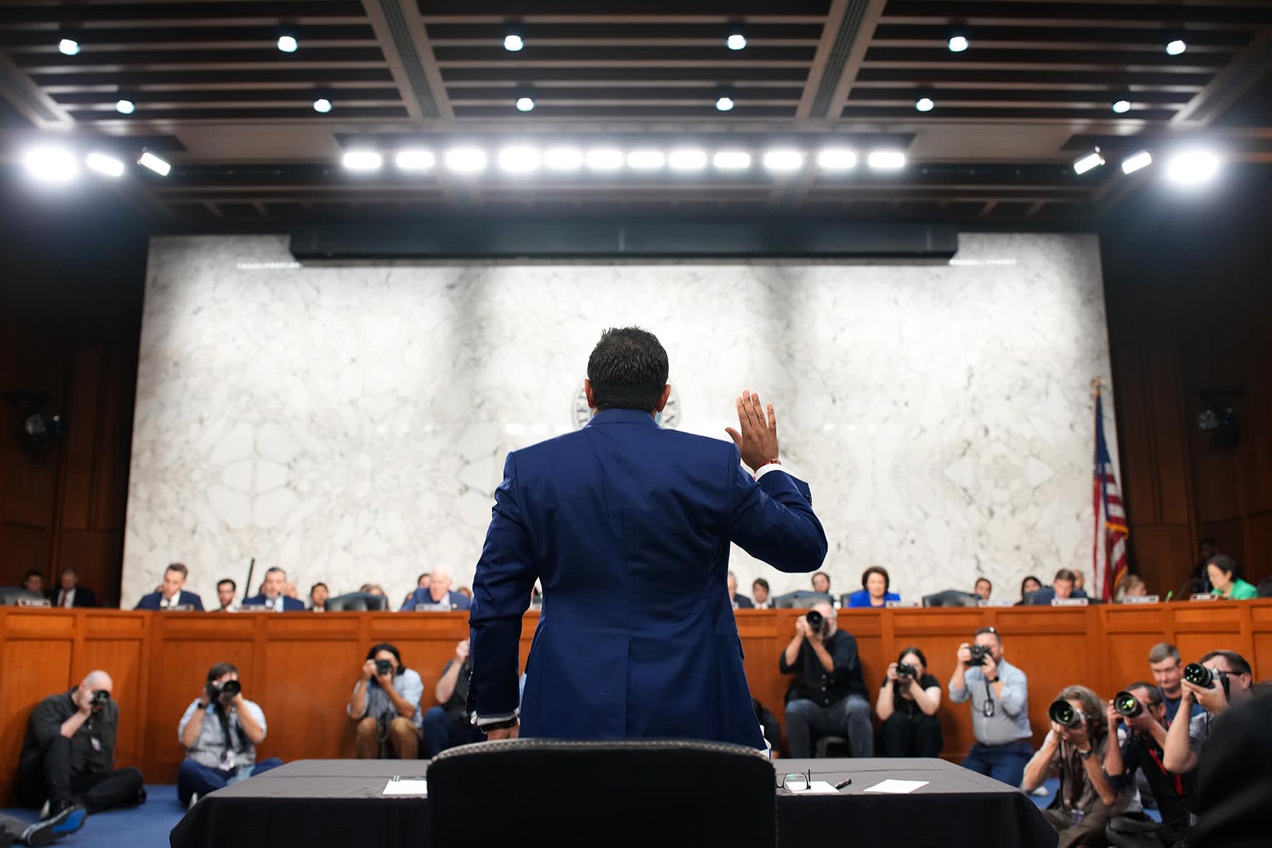FBI Director Kash Patel is sworn in to testify before the Senate Judiciary Committee