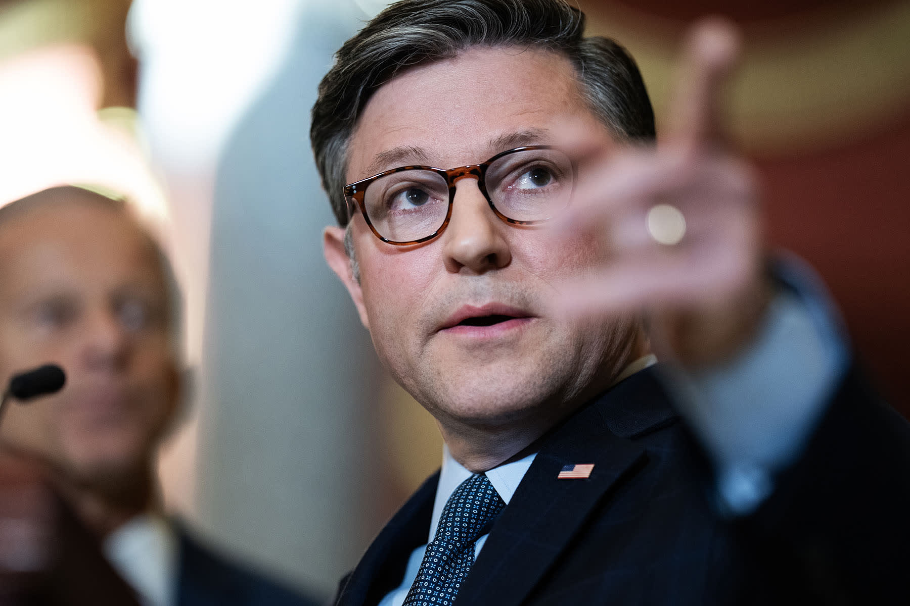 House Mike Johnson speaks at the Capitol on October 3, 2025. 