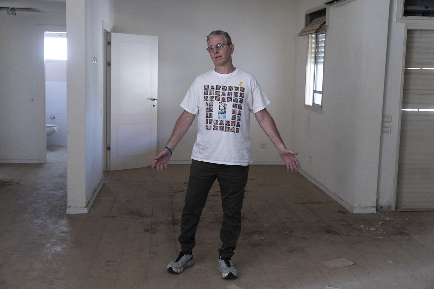 Former hostage Ohad Ben Ami, stands in the house in Kibbutz Be'eri where he was kidnapped during the Hamas attack on Oct 7, 2023.