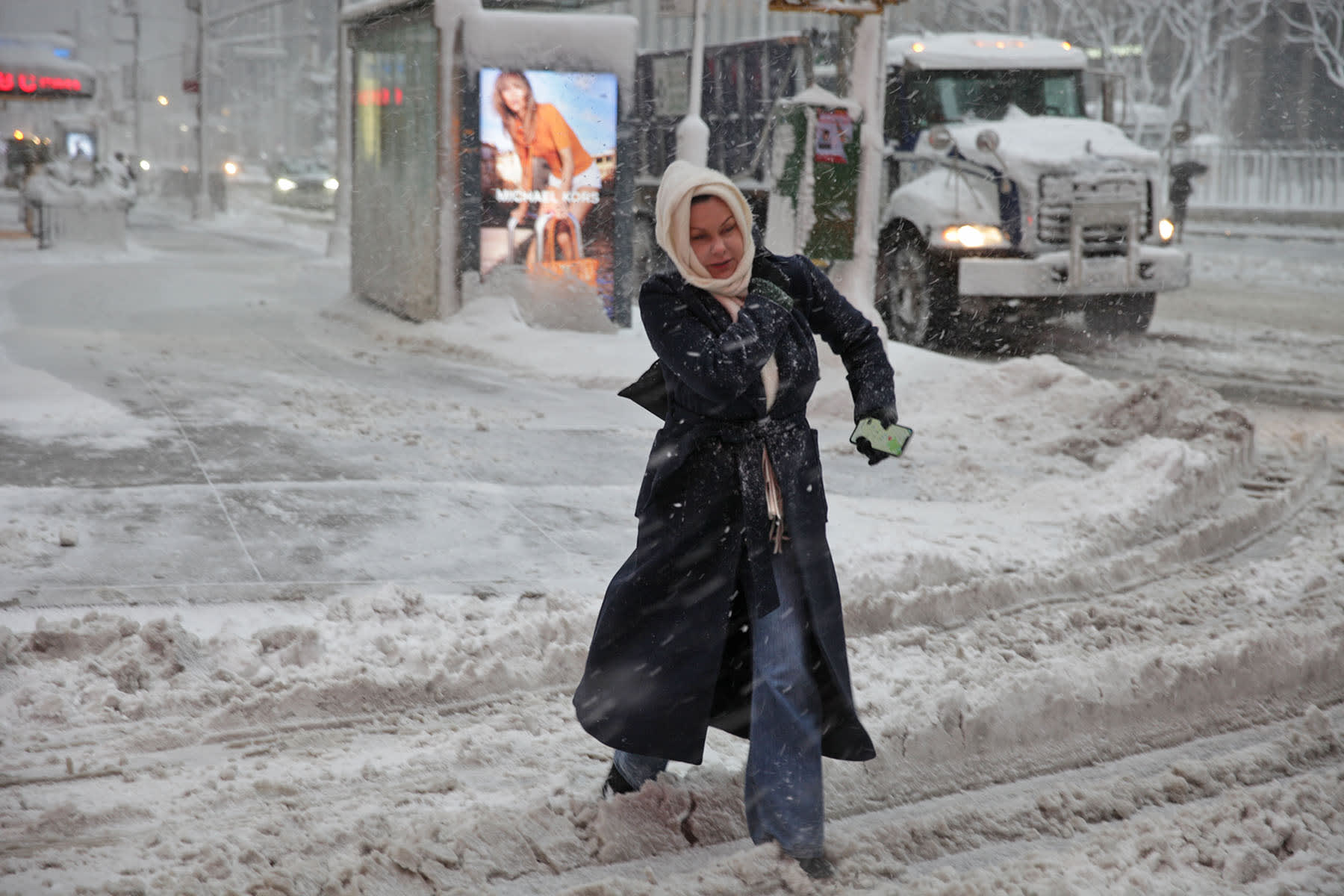 Blizzard conditions in Midtown Manhattan on Feb. 23, 2026.