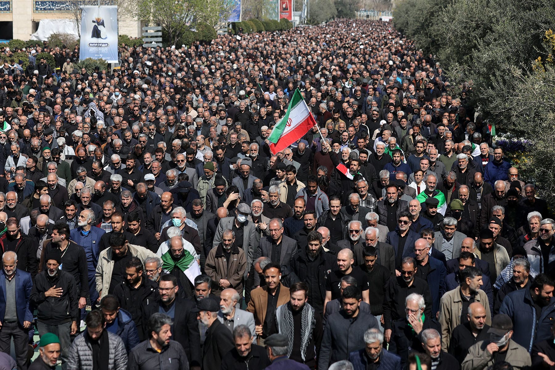 People attend Friday prayer in Tehran