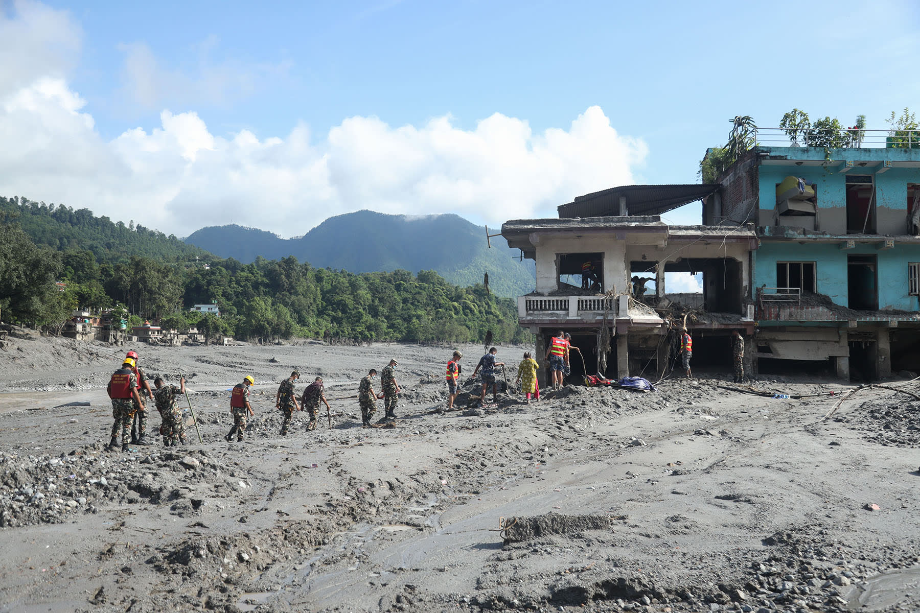 Bhotekoshi Flood: Rescue Teams Search for Missing People
