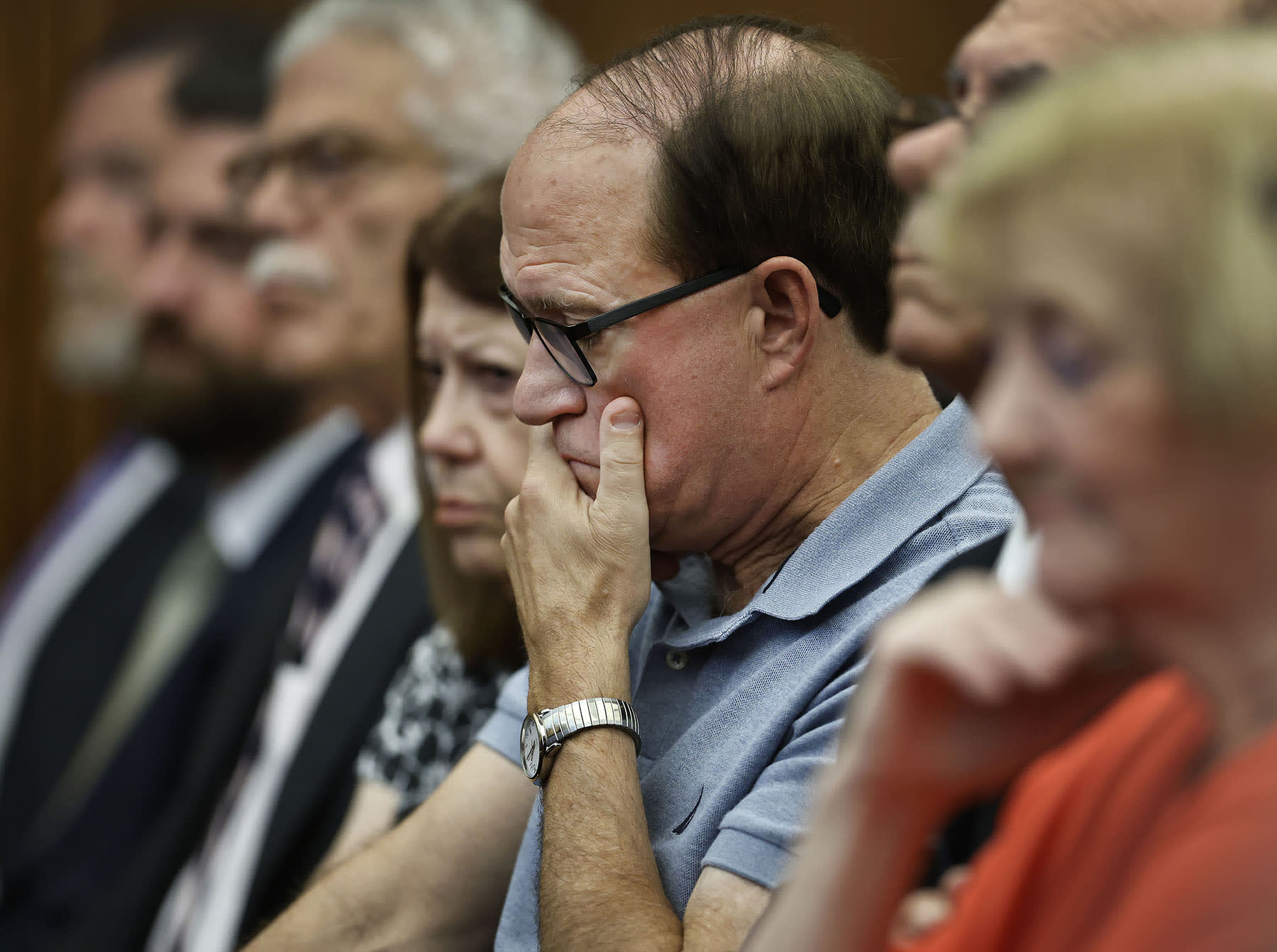 Michael Musgrove, the father of Lindsay Clancy, listens to testimony on August 26, 2026.