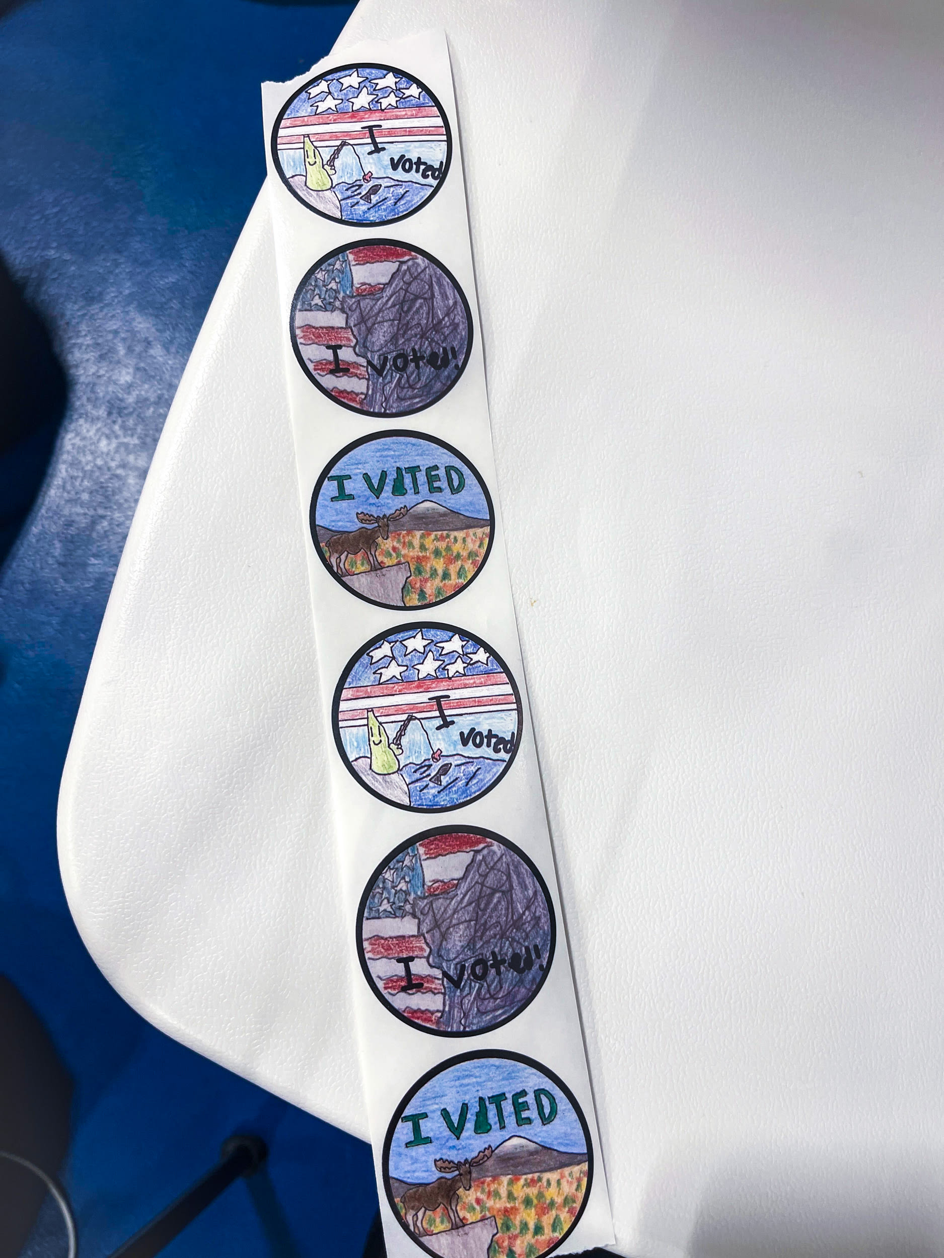"I Voted" stickers handed out during the New Hampshire Primary on Jan. 23, 2024.