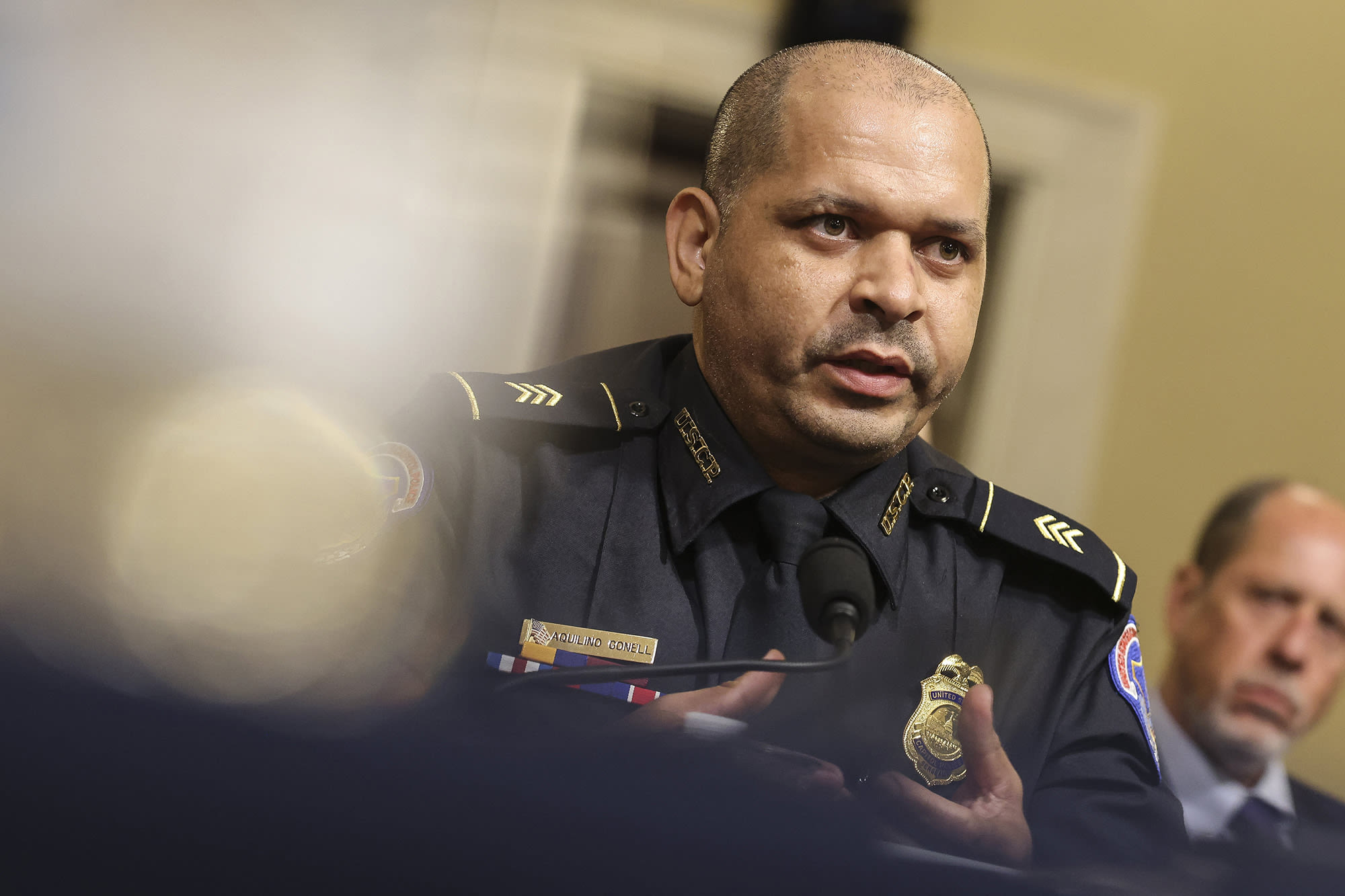 Capitol Police officer Sgt. Aquilino Gonell testifies before the House Select Committee on July 27, 2021.