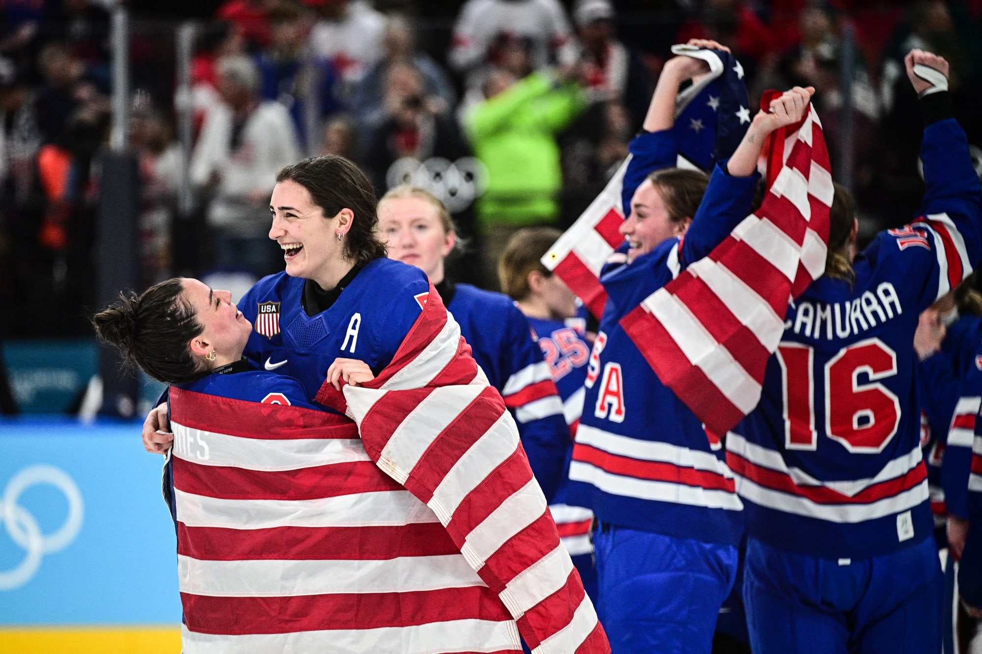 Team USA celebrates on the ice