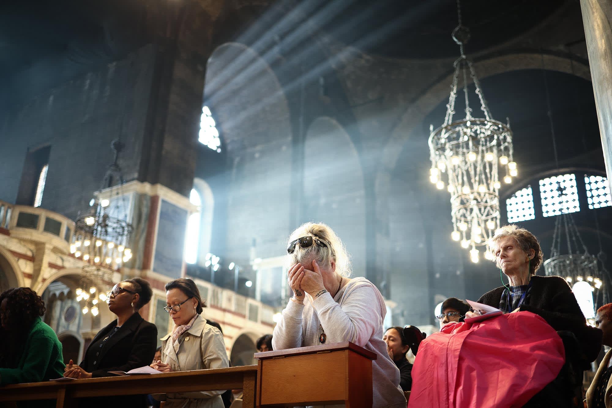 A solemn requiem at The Metropolitan Cathedral of the Most Precious Blood, informally known as Westminster Cathedral, in central London on April 21, 2025, following the news of the death of Pope Francis.