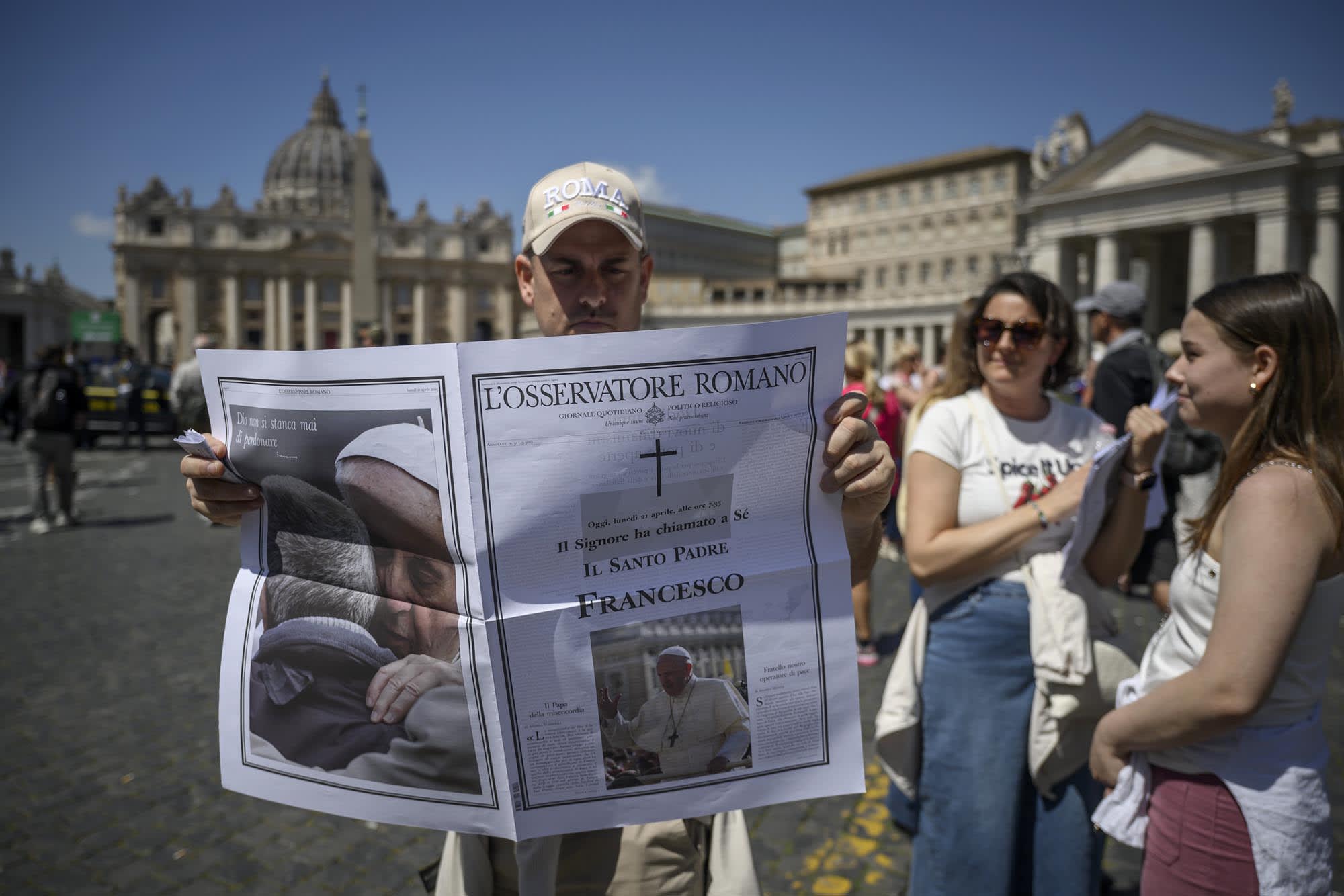 Image: Pilgrims Mourn The Passing Of Pope Francis
